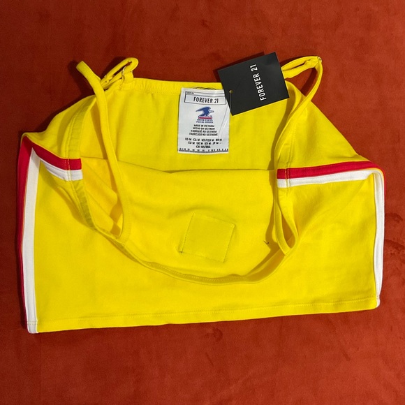 Forever 21 Yellow USPS Priority Spaghetti Strap Tube Top Size Medium - Picture 5 of 9